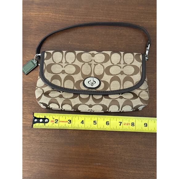 Vintage Y2K Coach Signature Canvas Turnlock Mini Bag Wristlet Brown - Picture 6 of 8